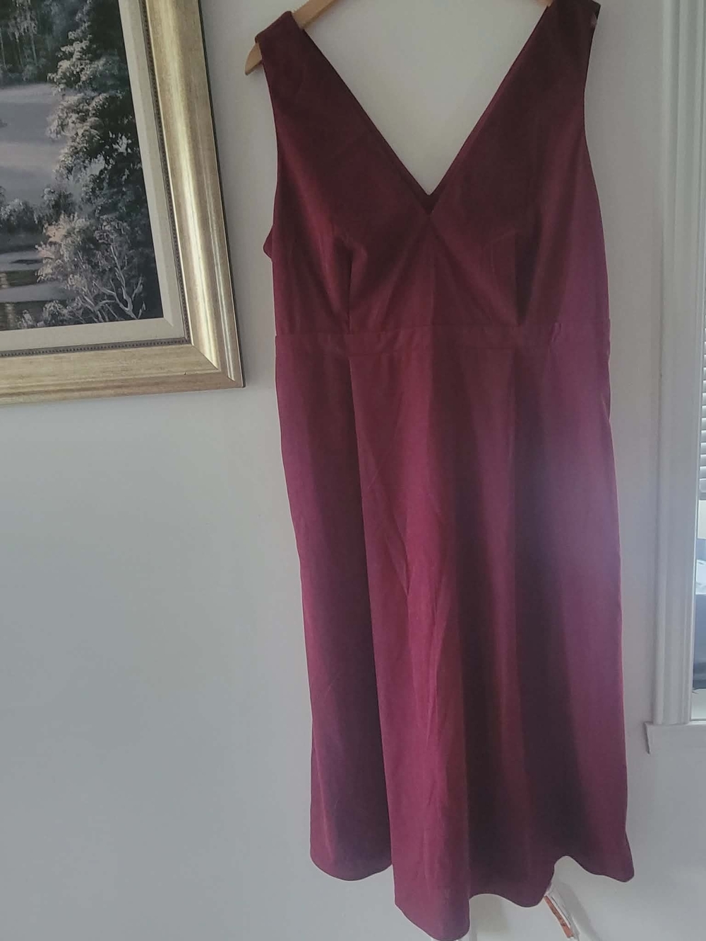 SHEIN Sleeveless V-Neck Midi Dress in Burgundy